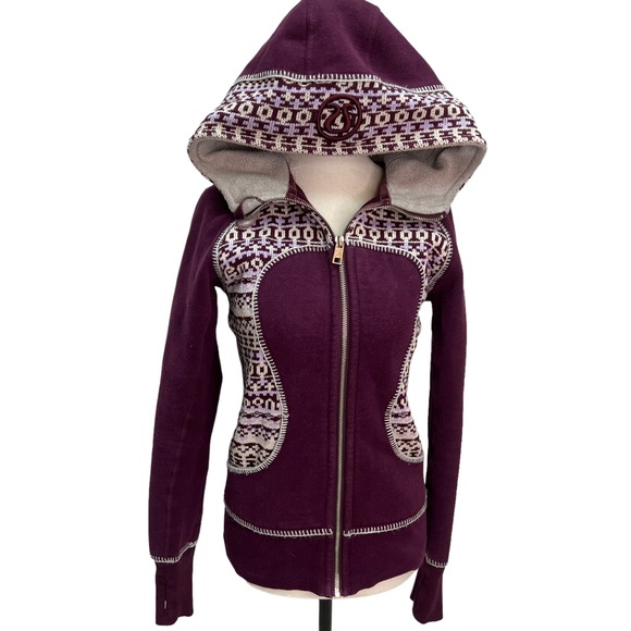 ❤️SOLD❤️Lululemon Special Edition Purple Fair Isle Print Scuba Hoodie Size 6 - Picture 4 of 12